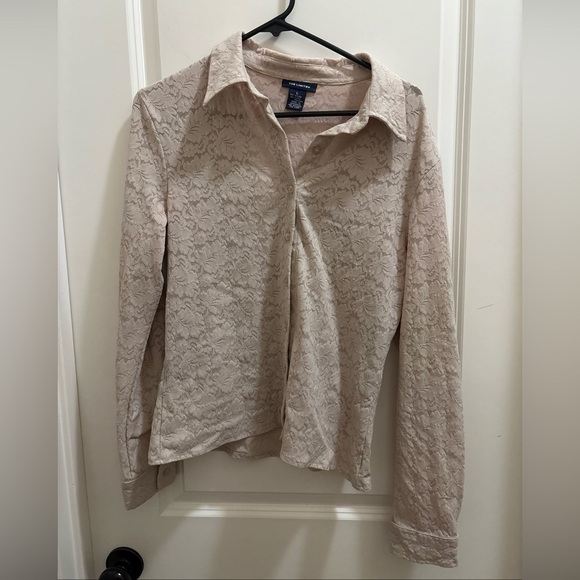 The Limited Large Vintage Beige Early 2000’s Blouse Lace Boho Coastal Minimal - Picture 1 of 4